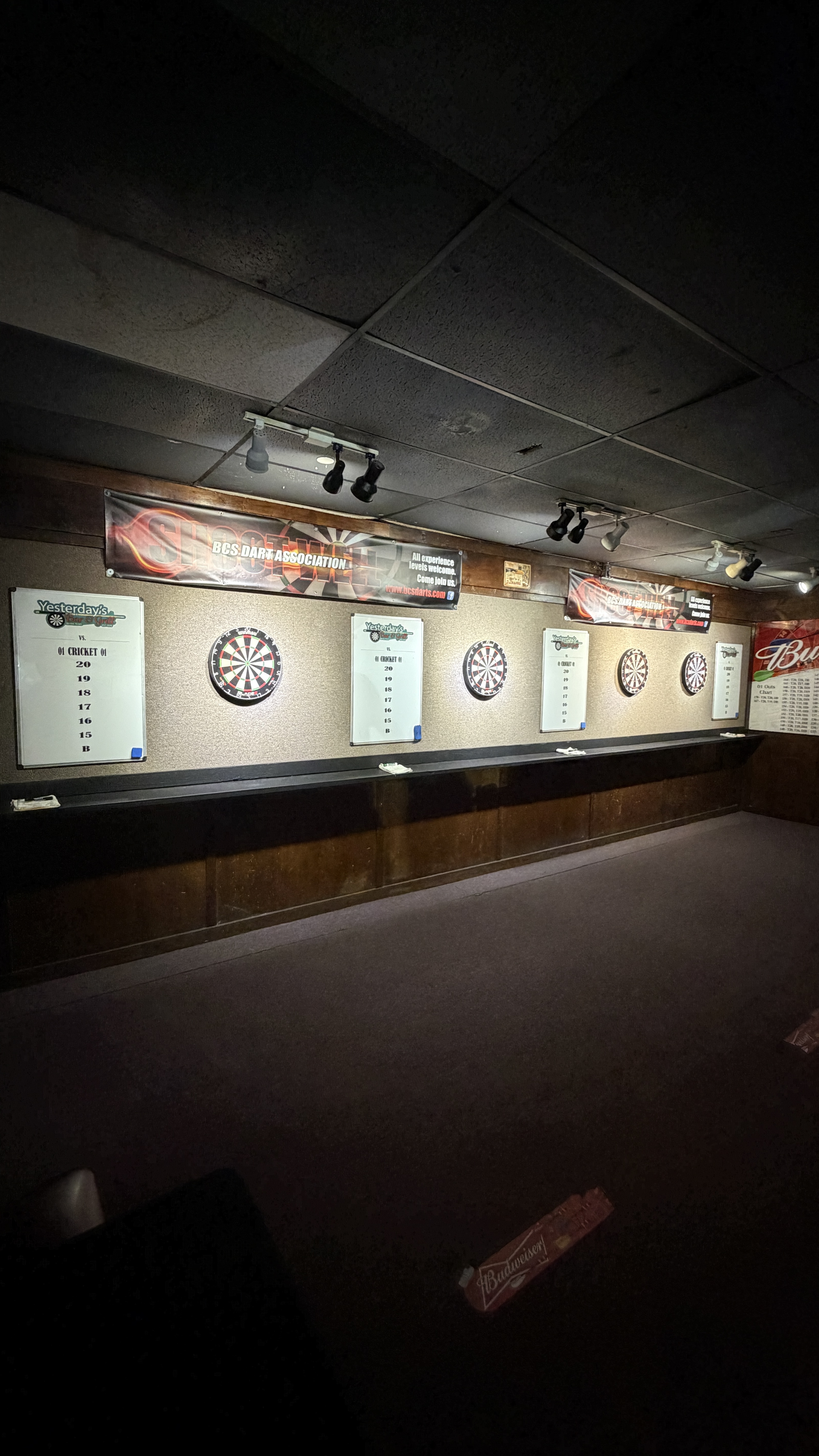 Row of dartboards at Yesterdays Bar & Grill